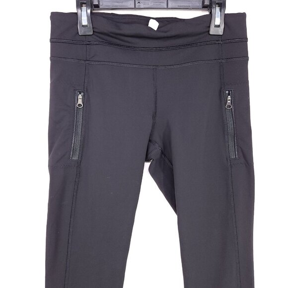 Lululemon Crop Leggings Mesh Side Panel Capri Women's Size 6 Zip Front Pockets - Picture 3 of 13